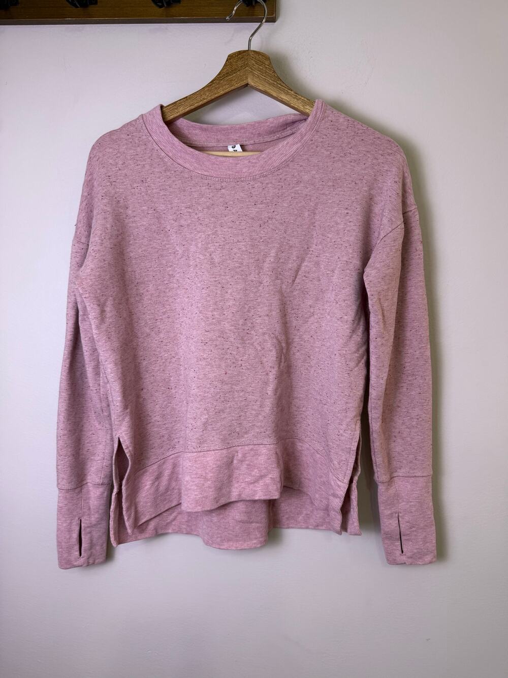 Athleta Pink Tencel Blend Pullover Sweatshirt XS Thumbholes Soft